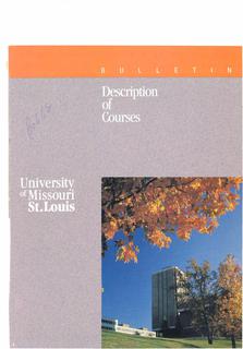 UMSL Bulletin 1988-1989 Description of Courses